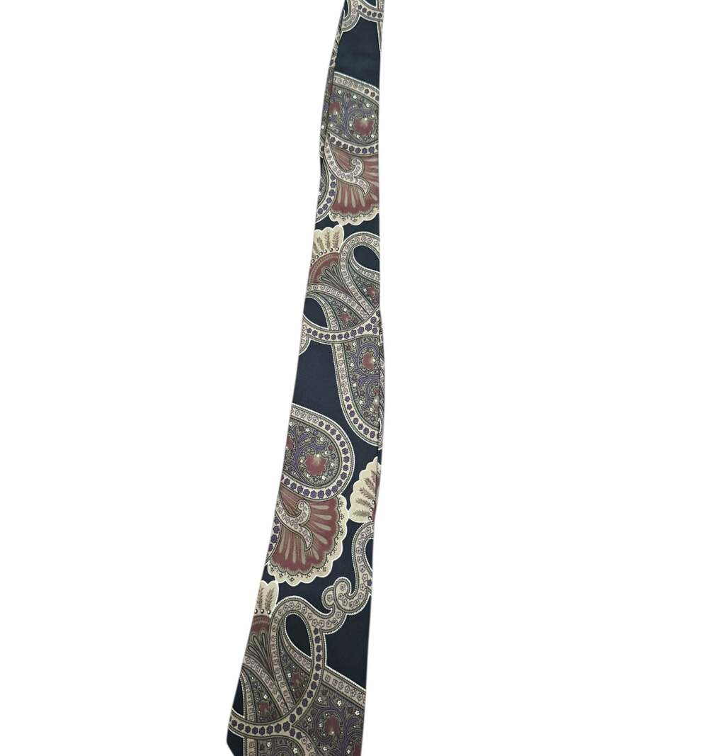 Vintage Pierre Cardin Silk Paisley Neck Tie Black Burgundy Designer Men’s